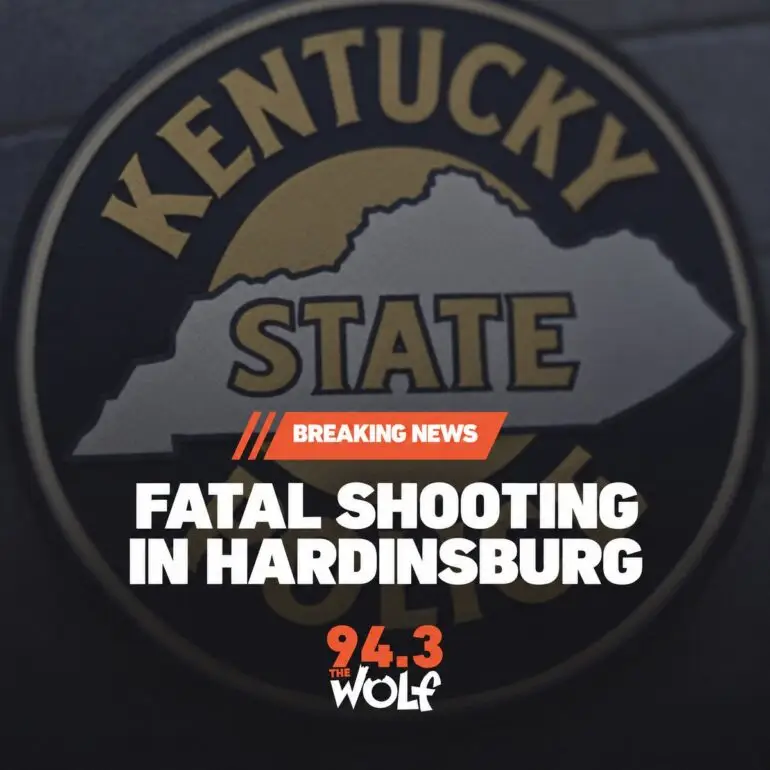 Kentucky State Police breaking-news graphic for the fatal shooting investigation in Hardinsburg, Breckinridge County.